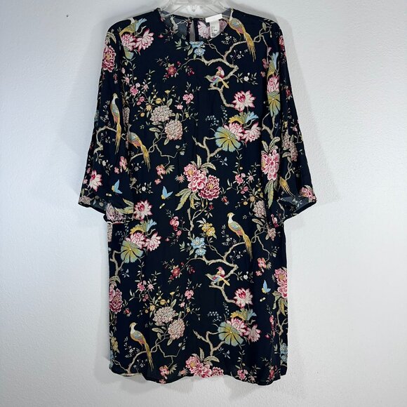 GP & J Baker for H&M Tropical Floral Wallpaper Print Dress  Size 4  Flare Sleeve - Picture 5 of 5